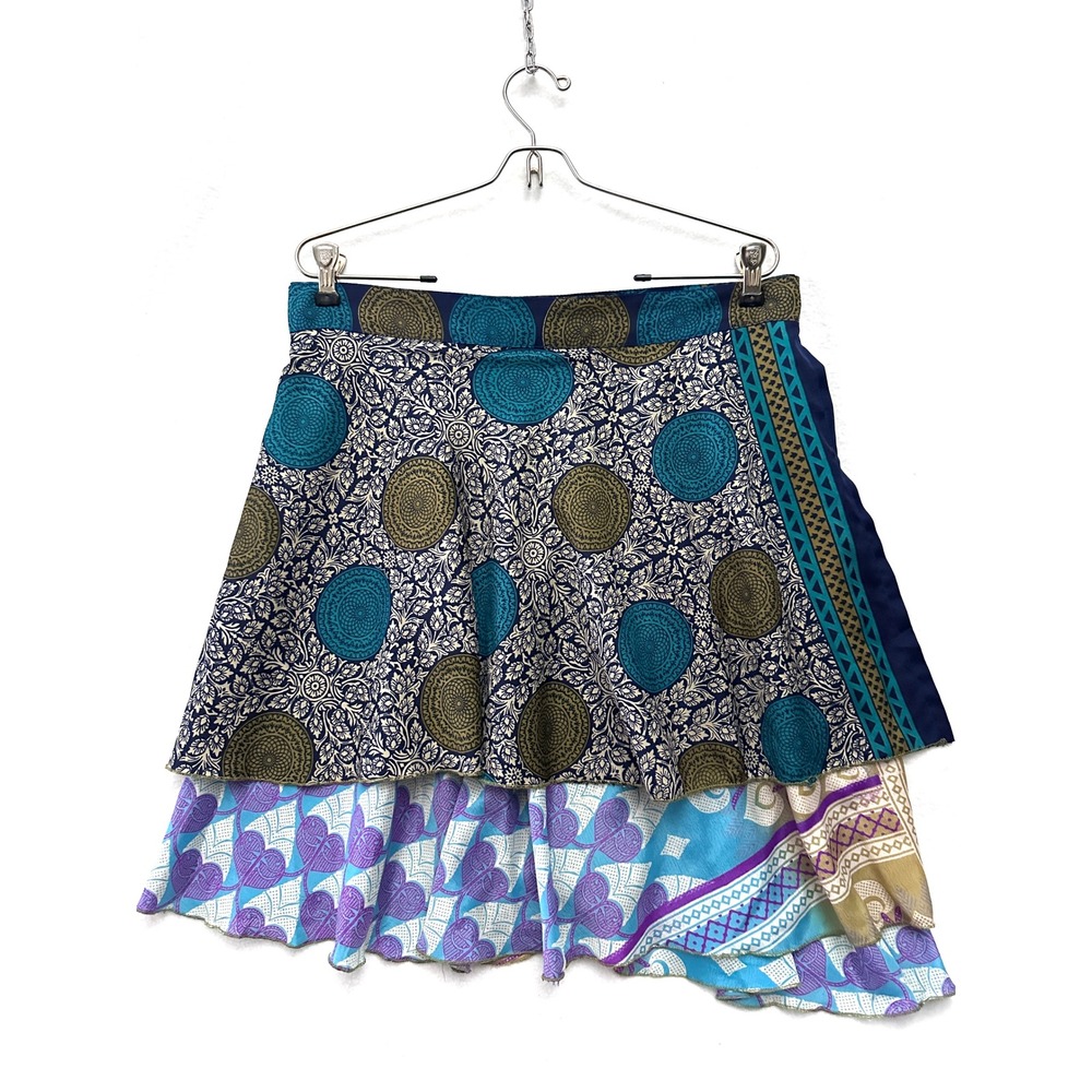 Earthbound Trading Co Upcycled Sari Collection Wrap Skirt One Silky Boho